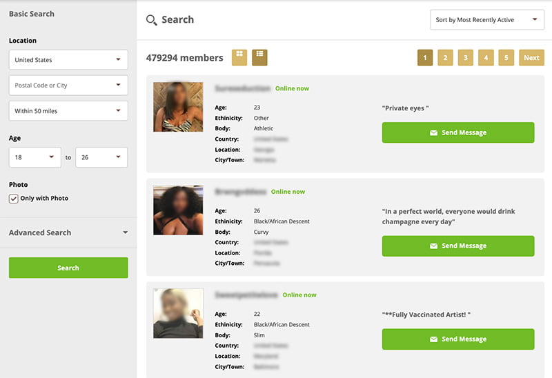 sugardaddie search filters