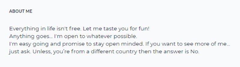 sugar baby profile bio