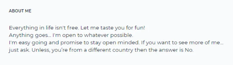 sugar baby profile bio