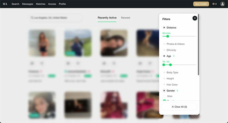 millionairelove search filters