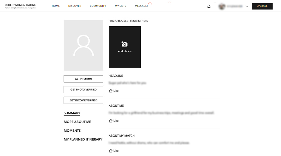 olderwomendating setting up profile