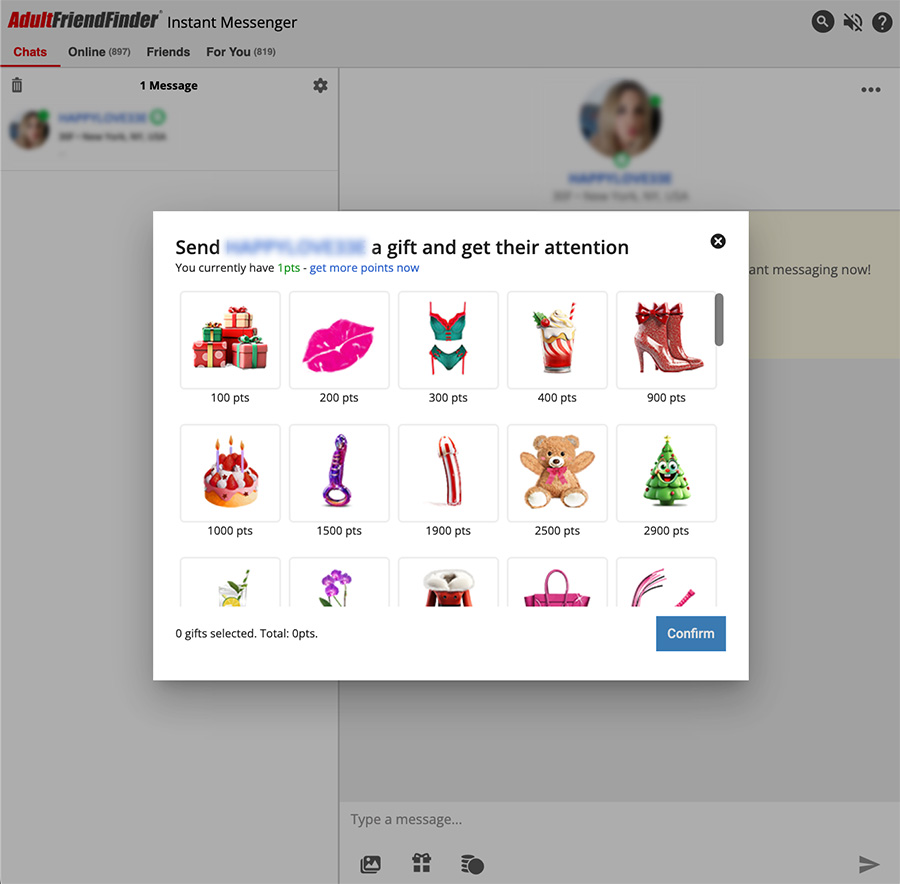 adultfriendfinder virtual gifts